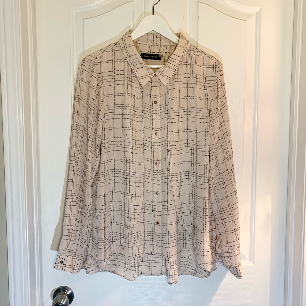 Ivanka Trump Blouse Light Pink with Black Stripes Size XL